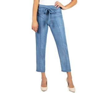 KUT from the Kloth Adria Belted Crop Chambray Pant